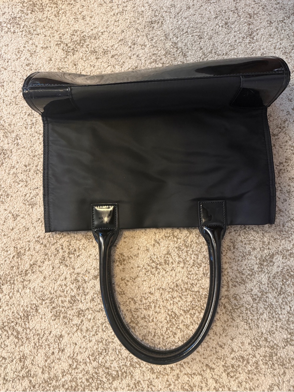Tory Burch Black Nylon Tote with Patent Logo - Picture 2 of 8